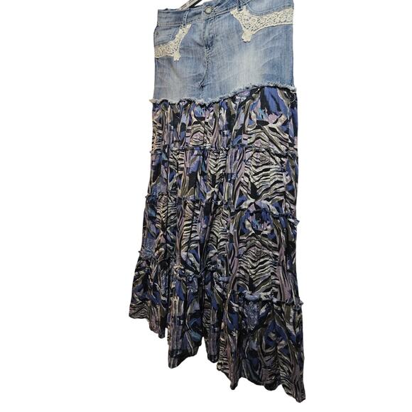Hot Kiss Denim Boho Maxi Skirt Size 10‎ - Picture 4 of 10